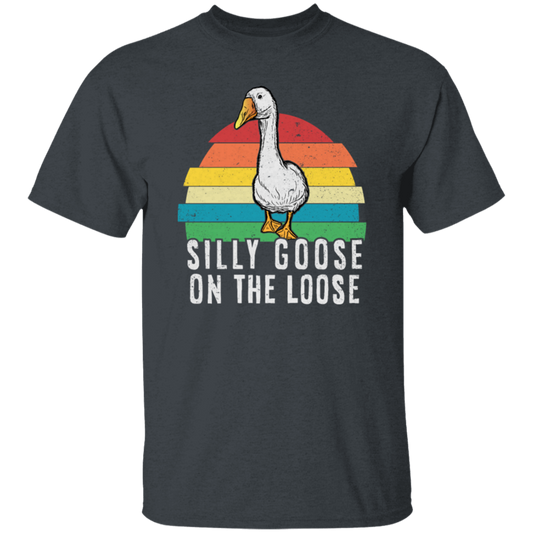 Goose Love Gift, Silly Goose On The Loose, Love Goose Gift, Retro Style Unisex T-Shirt