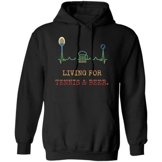 Retro Living for Tennis and Beer Funny Tennis Gift Pullover Hoodie