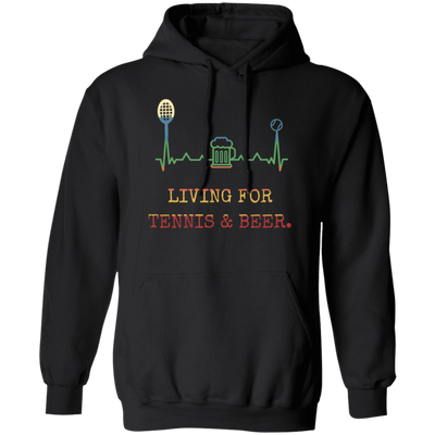 Retro Living for Tennis and Beer Funny Tennis Gift Pullover Hoodie