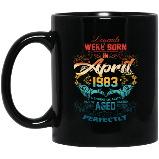 Birthday Vintage Legends Were Born In April 1983 Black Mug