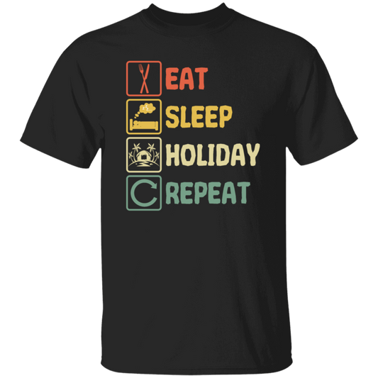 Funny Holiday Travel Eat Sleep Repeat Retro Style