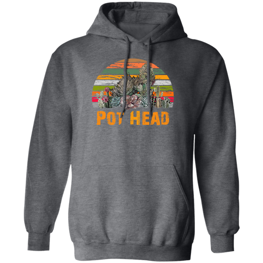 Pot Head Stone Flowers Vintage Retro Sunset Pullover Hoodie