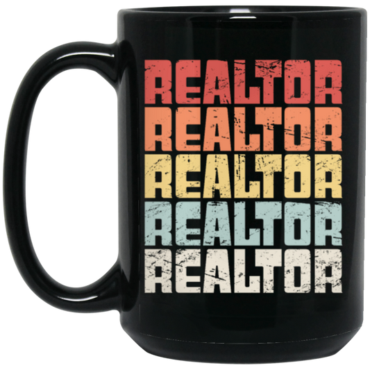 Vegetarian Realtor, Vintage Vegan Realtor, Love Realtor Black Mug