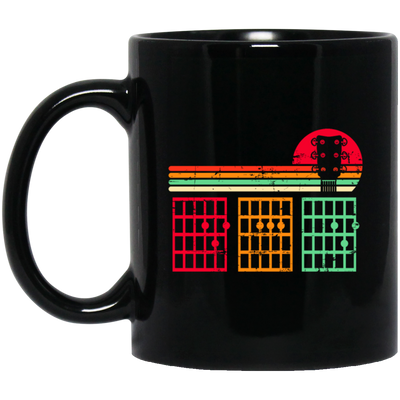 Retro Dad Guitar Gift, Chords Lover, Dad Love Guitar Black Mug