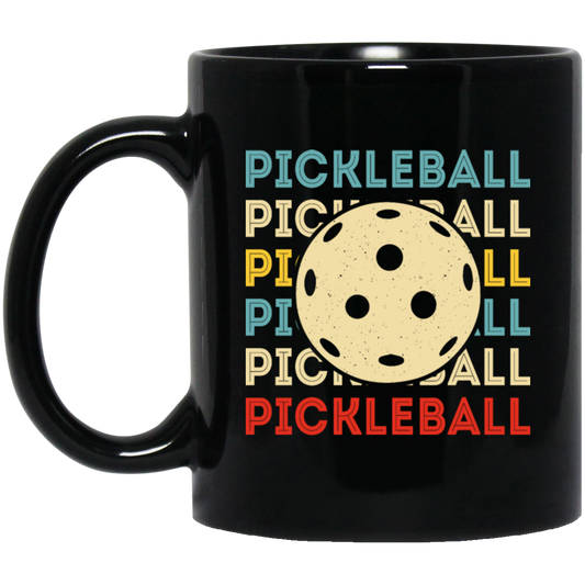 Retro Pickleball, Love Pickleball, Ball Sport Love Gift, Eat Sleep Pickleball Repeat Black Mug