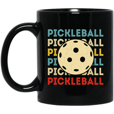 Retro Pickleball, Love Pickleball, Ball Sport Love Gift, Eat Sleep Pickleball Repeat Black Mug