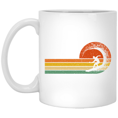 Retro Surfing Surf Beach Surfer Gift Vintage Wave White Mug