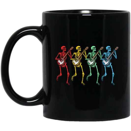 Color Splash, Retro Rainbow Color Dancing Skeletons Banjos