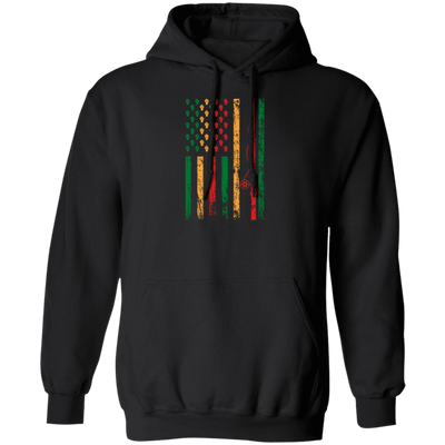 Fishing Rod, American Flag, Black Juneteenth, American Sport, Black History Pullover Hoodie