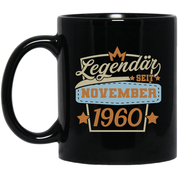 Retro Birthday Legendary Since November 1960 Gift Black Mug