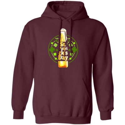 Shamrocks For St Patrick, Stylized Beer Bottles And Shamrock Gift Pullover Hoodie