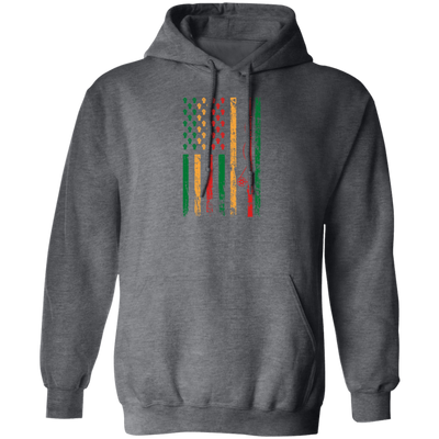 Fishing Rod, American Flag, Black Juneteenth, American Sport, Black History Pullover Hoodie