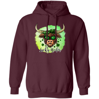 Bull Head Gift, Patricks Cow Lover, Lucky Heifer Gift, Bull And Shamrock Pullover Hoodie