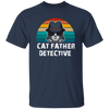 Show off your love of cats with this Cat Father Detective Funny, Cat Lover Tshirt. Made with 100% cotton, this durable tshirt features a funny print on front of a detective-style cat and is perfect for any cat-lover.