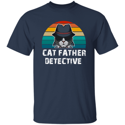 Show off your love of cats with this Cat Father Detective Funny, Cat Lover Tshirt. Made with 100% cotton, this durable tshirt features a funny print on front of a detective-style cat and is perfect for any cat-lover.