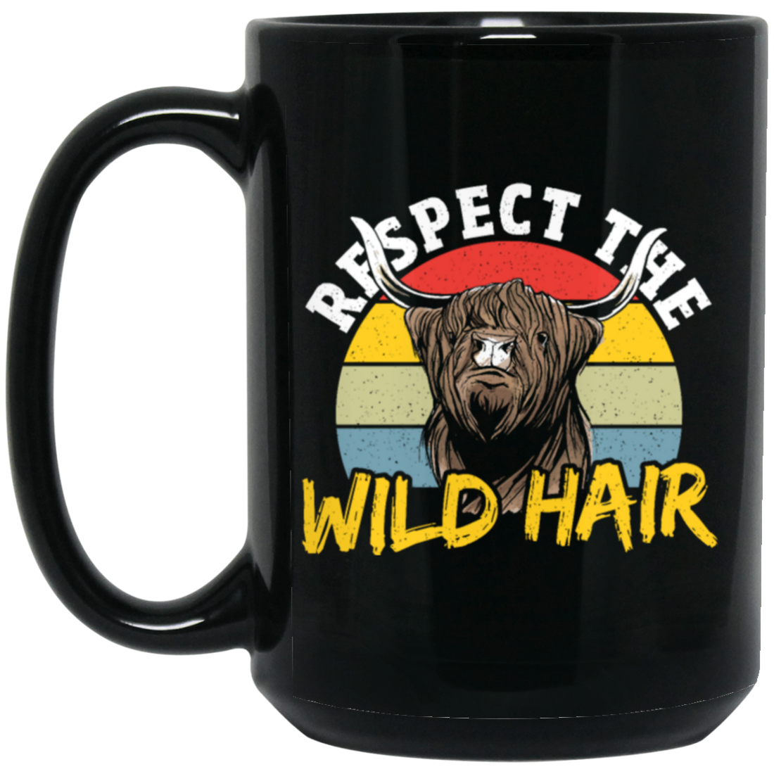 Cattle Cow, Respect The Wild Hair, Retro Cow Gift, Cow Wildlife, Love Cow Black Mug