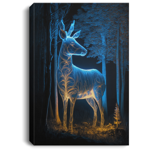 Luminous Imaginary Animal In A Forest At Night Canvas