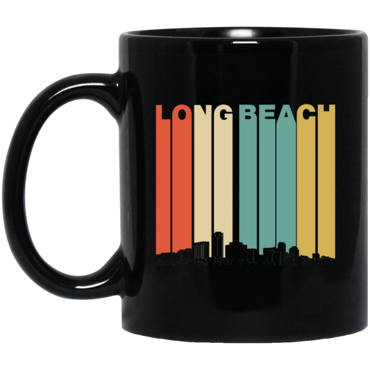 Retro Style Long Beach California Skyline