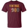 Vintage 1980 Birthday, Retro 1980 Birthday Gift, Born In 1980 Unisex T-Shirt