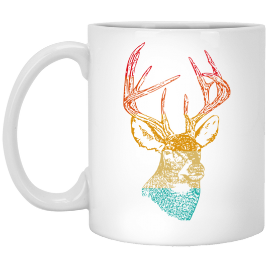Head Deer Vinatge Head Deer Design For Animal Lover White Mug