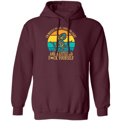 I'm Mostly Peace Love And Light, Yoga Hippie, Hippie Style Pullover Hoodie