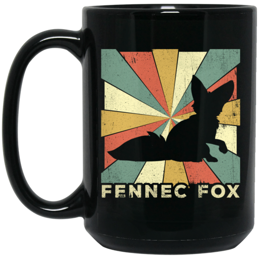 Retro Fennec Fox Lover Vintage Black Mug