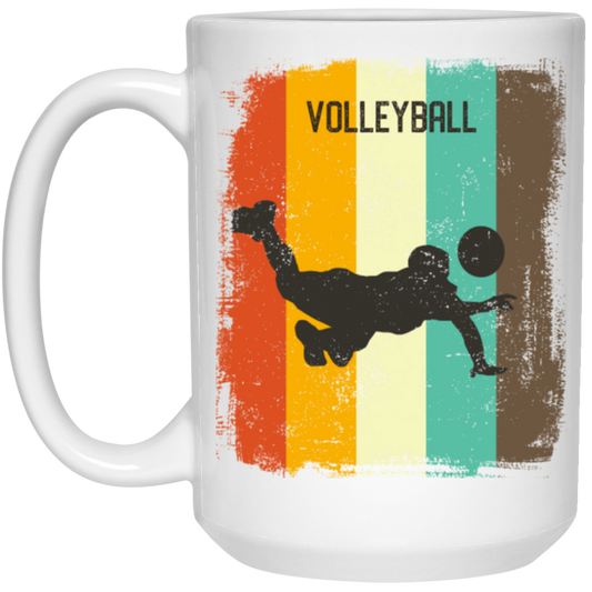 Retro 70s Vintage Volleyball Player Mens Gift Sporty Volleyball Lover White Mug