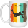 Retro 70s Vintage Volleyball Player Mens Gift Sporty Volleyball Lover White Mug