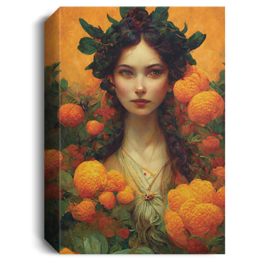 Goddess Of Gardens, Orange Backdrop, Divine Of Fresh Fruit, Orange Garden With The Godness