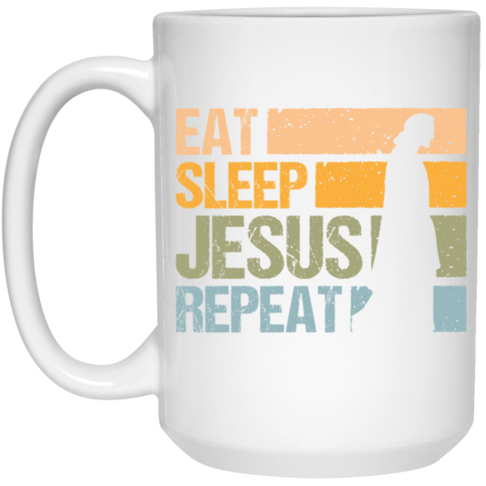 Love Jesus Eat Sleep Jesus Repeat God Faith Christian Retro Gift