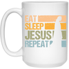 Love Jesus Eat Sleep Jesus Repeat God Faith Christian Retro Gift