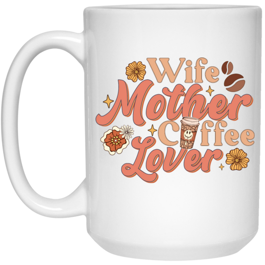 Love Wife Gift, Mothers Gift, Coffee Lover, Retro Love Coffee, Best Wife White Mug