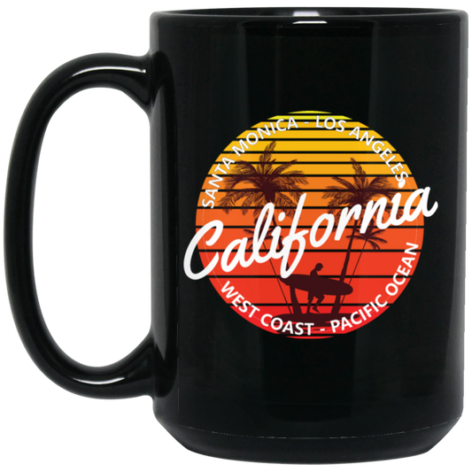 California Surfing Paradise Summer Mood With California Beach Black Mug