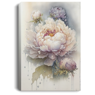 Peony Flowers Watercolor Fresh, Floral Watercolor, White Peony With Dew Drops