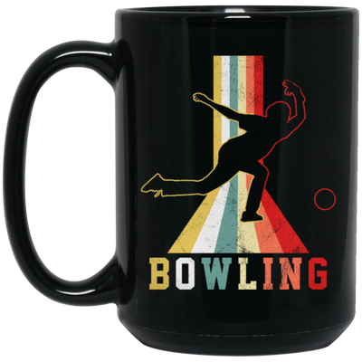 Colorful Bowling, Sporty Retro, Boy Gift, Bowling Lover Gift Black Mug