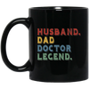 Retro Husband Dad Doctor Legend Black Mug