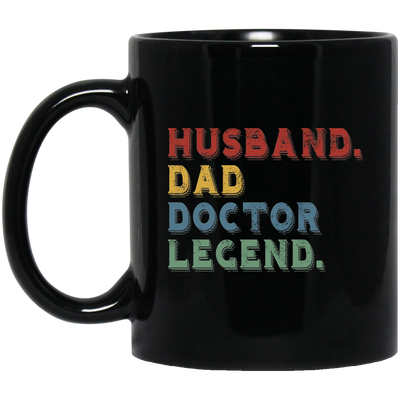 Retro Husband Dad Doctor Legend Black Mug