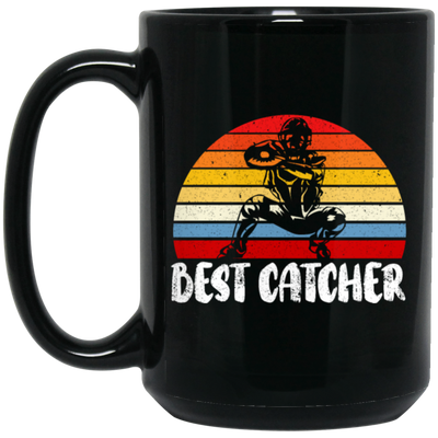 Baseball Catcher, Catcher Gift, Retro Catcher Gift, Love Retro Baseball, Catcher Vintage Black Mug