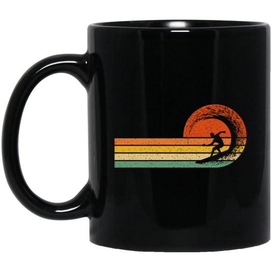 Retro Surfing Surf Beach Surfer Gift Vintage Wave Black Mug