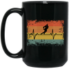 Retro Heartbeat Football Gift Black Mug