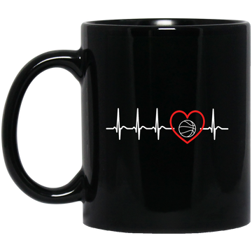 Basketball Lover, Basketball And Heartbeat, My Heart Ball, Really Love Basketball Black Mug