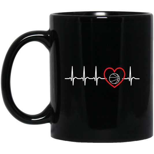 Basketball Lover, Basketball And Heartbeat, My Heart Ball, Really Love Basketball Black Mug