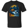 Camping In A Forest, Camping On Lake With Mountain, Retro Style Unisex T-Shirt