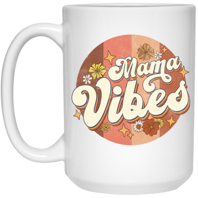 Love Mama Gift, Retro Gift For Mama, Cute Flower Vintage, Mama Vibe, Retro Vibes White Mug