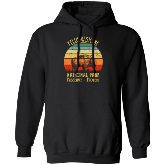 Yellowstone National Park, Preserve Protect Retro, Love Yellowstone Pullover Hoodie