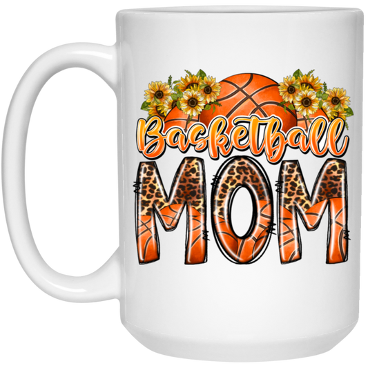 Mom's Gift, Mom Love Basketball, Best Basketball Lover Gift, Best Sport For Mom White Mug