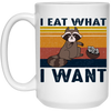 Retro Raccoon I Eat What I Want, Funny Raccoon White Mug