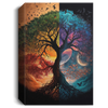 A Beautiful Painting With Tree Of Life Canvas, Picture Of Day And Night, Watercolor Tree