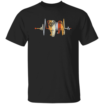 Retro Distressed Heartbeat Pug, Vintage Pug Dog Animal