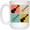 Four Ukulele Great Present For Ukulele Lover Birthday Gift Vintage White Mug